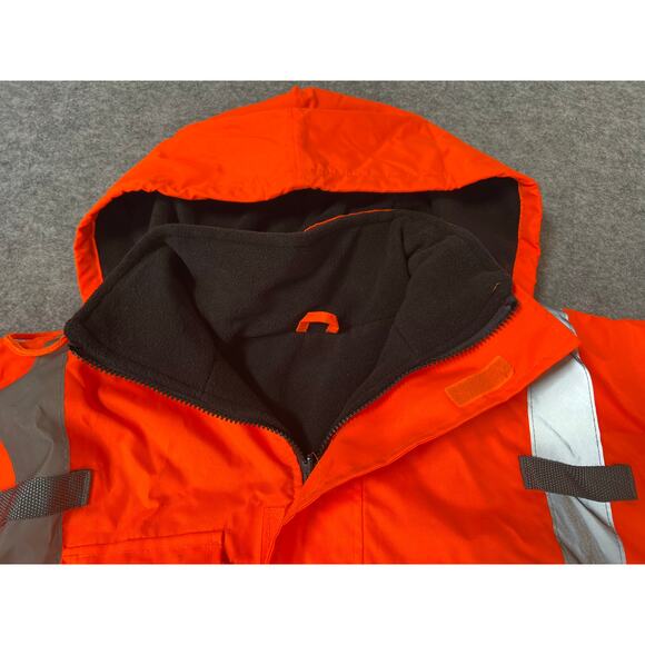 Men's ANSI Class 3 High Visibility Reflective Safety Jacket Orange/Black Size XL - Picture 4 of 16